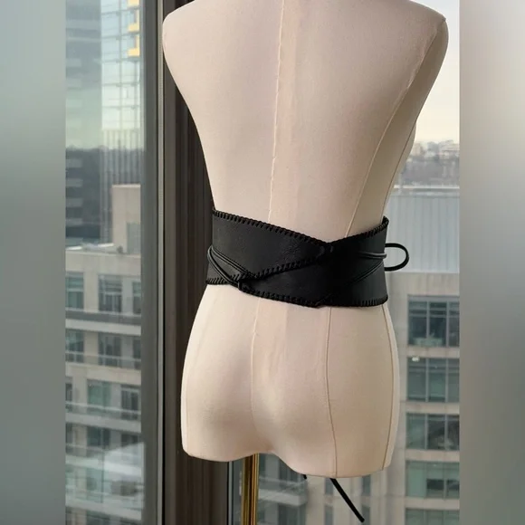 🆕 BRONX & BANCO 🧿 NWOT Briana Faux Leather Tie-Around Belt, Black - Picture 7 of 16